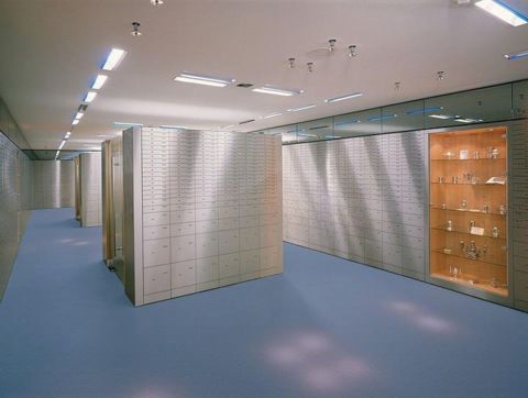 Strongroom with lockers and showcase