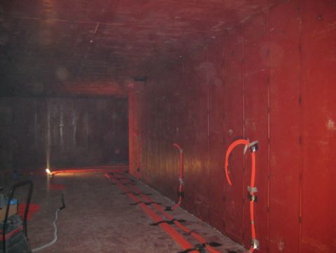 Red vault inside with power wiring