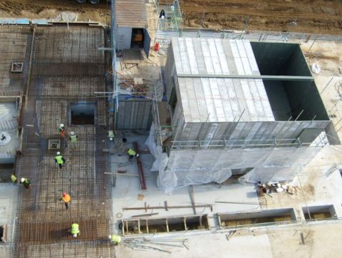 Construction site with vault from above
